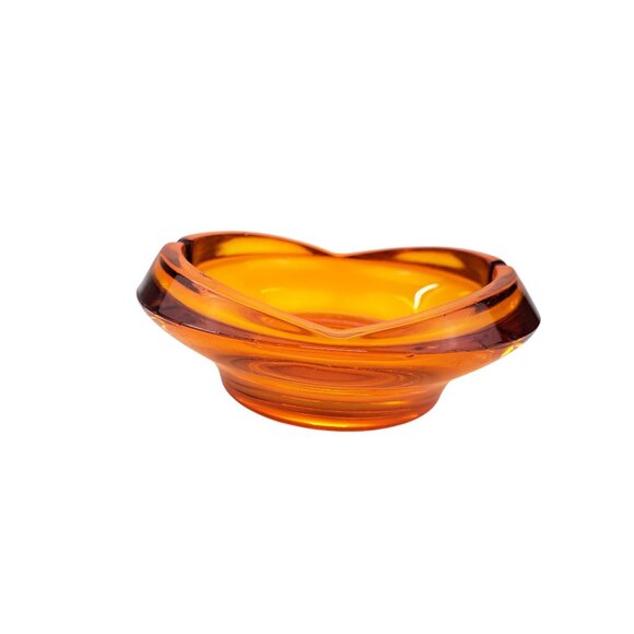 Vintage Viking Persimmon Glass Cadmium Amber Ashtray Tulip Orange MCM 6.5 inches - Picture 4 of 16